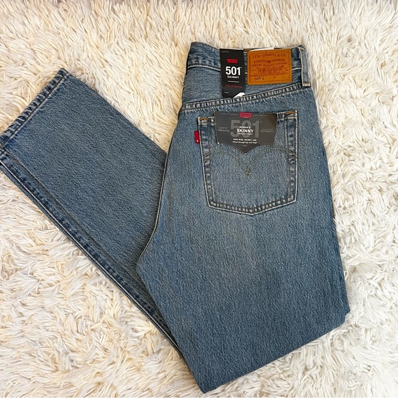 Levi's Denim - Levi's 501 Skinny Non Stretch Classic Blue Distressed Women's Jeans 31 X 30 NWT